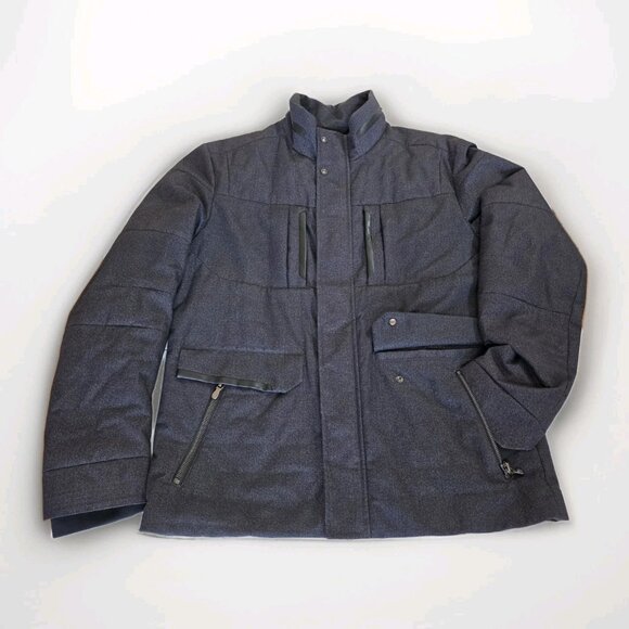 Hugo Boss Jacket Men 42R Heathered Gray Full Zip Lined LS Pockets Preppy FLAW - Picture 7 of 16